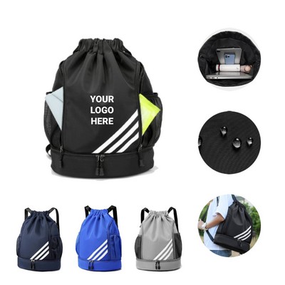Drawstring Backpack w/Stripes