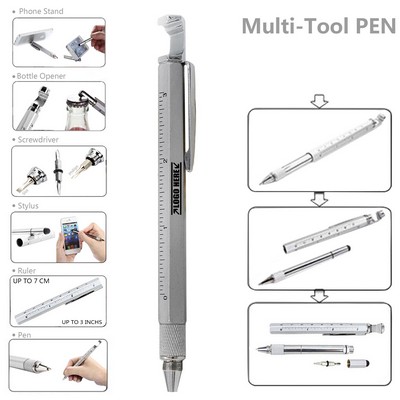 7-in-1 Metal Tool Pen with Phone Stand