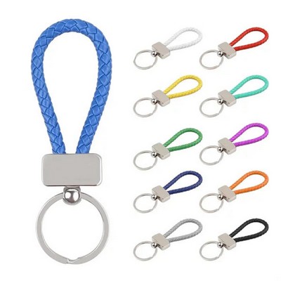 Weaved PU Leather Keychain