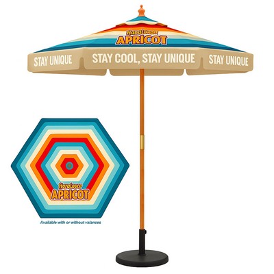 7' Wooden Market Umbrella With Valence ( Full Color )