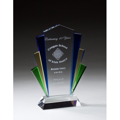 Blue/Gold/Green/Clear Quad-color Glass MARQUEE 8.75"