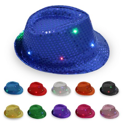 Party Sequin Fedora Hat with LED Light