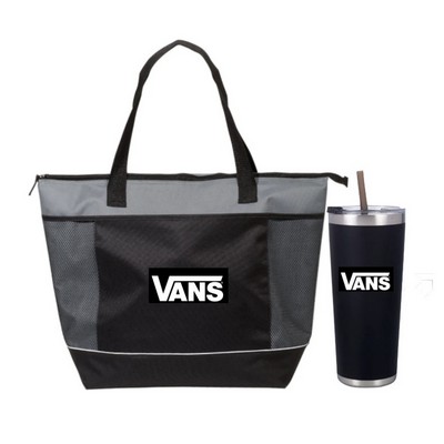 Shoppers Cooler Tote with Stainless Tumbler