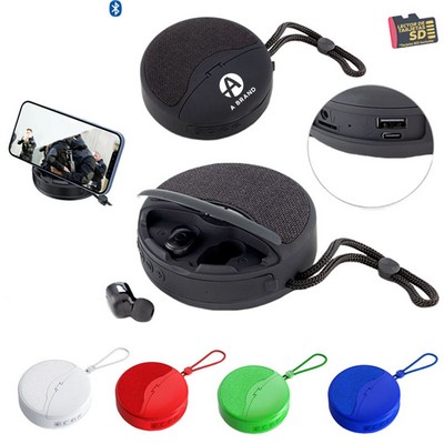 Wireless Bluetooth Speaker with Earbuds 2" 1