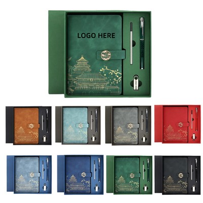 Xiangyun Notebook Gift Box Three Piece Set Includes Pen And A USB Flash Drive