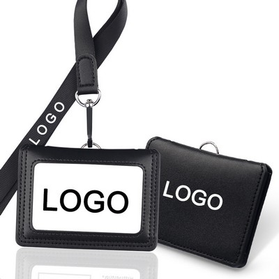 2 Sided Cow Leather College ID Badge Card Holder 4 1/5"L x 3"W