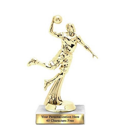 Trophy 7", 2X3 White Marble Base, Star Figure Basketball - Gold