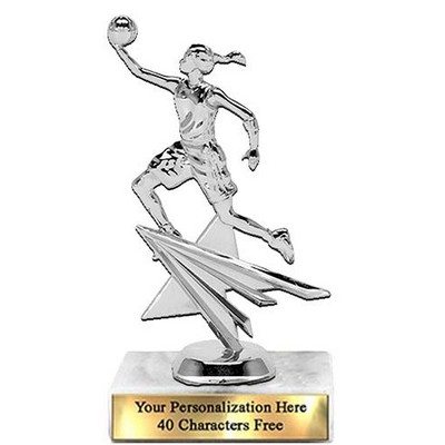 Trophy 7", 2X3 White Marble Base, Star Figure Female - Silver