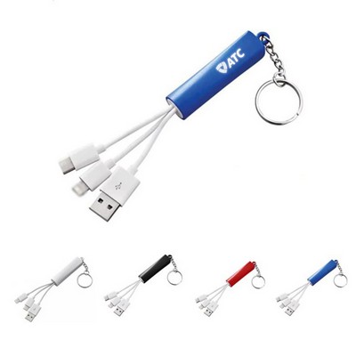3-In-1 Light-Up Charging Cable With Keychain