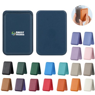 PU Leather Magnetic Wallet Card Holder with Stand