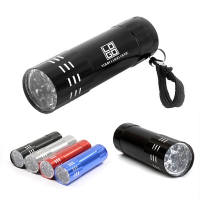 Aluminum 9 LED Flashlight w/ Strap