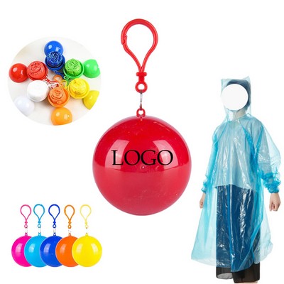 Portable Hollow Ball Case Rain Poncho With Carabiner Clip 2 1/2" One Size