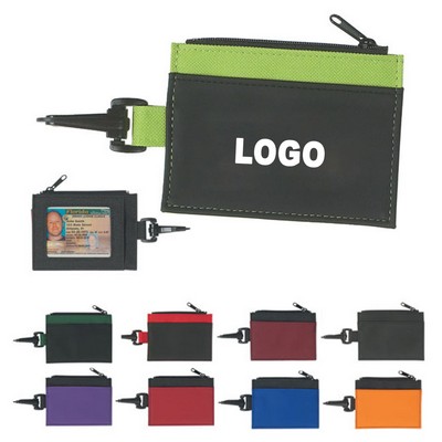 Polyester Zipper Mini Card Coin Purse with Hook