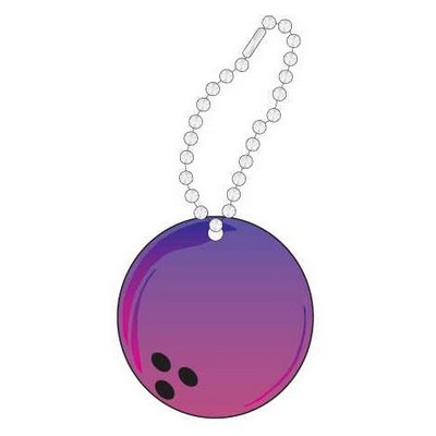 Purple Bowling Ball Promotional Key Chain w/ Black Back (3 Square Inch)