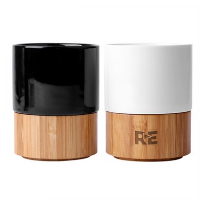 Bamboo Base Stoneware Mug 10 oz