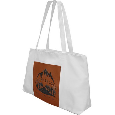 White Laserable Leatherette Rawhide Gusset Bag.