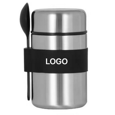 13oz. Width Mouth Stainless Steel Insulated Thermo w/ Spoon