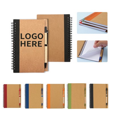 Eco-Friendly Spiral Notebook with Pen 5X7