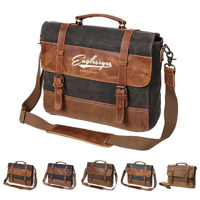 Canvas Leather Laptop Messenger Bag