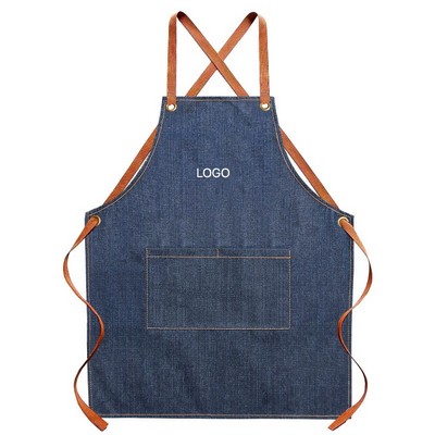 Premium Washed Denim Work Apron Stain-Resistant Kitchen Apron Parent-Child Matching