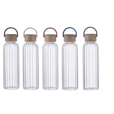 Striped Clear Glass Bottle – 21 oz