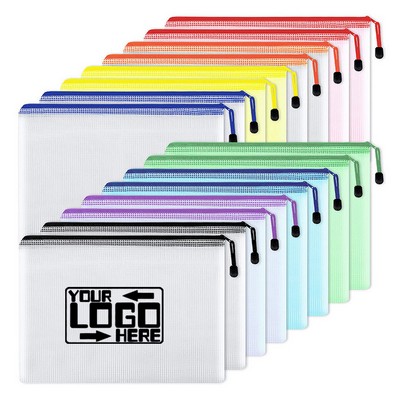 A4 Waterproof Mesh Zipper Pouch Storage Bag