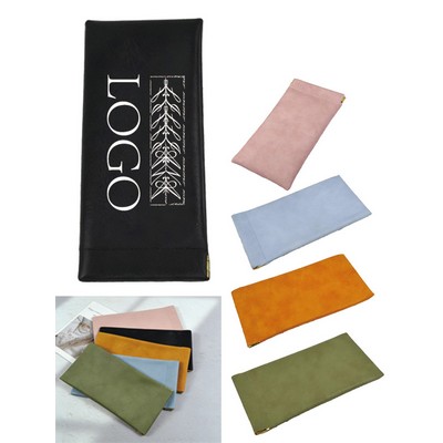 Portable Spring Closure PU Leather Glasses Pouch