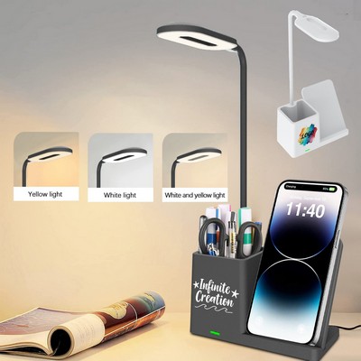 All-in-One Desk Lamp with 15W Wireless Charger & Pen Holder