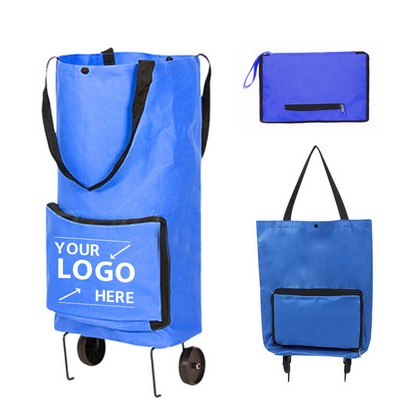 Foldable Shopping Trolley Bag Waterproof 600D Oxford Fabric