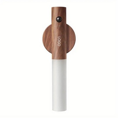 Intelligent Motion-Sensor Wooden Night Light Modern LED Home Rechargeable Lamp Automatic Hallway