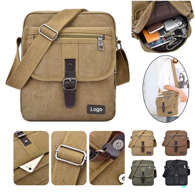 Men's Canvas Crossbody Bag Retro Casual Messenger Shoulder Travel