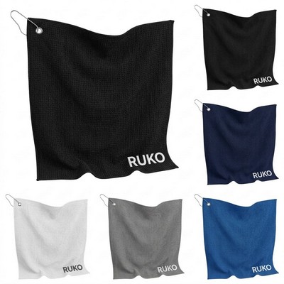 15" x 18" Recycled 200g Microfiber Waffle Golf Towel with Grommet
