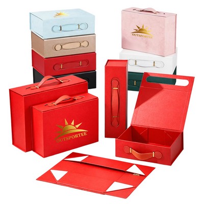 Folding Rigid Magnetic Closure Gift Box with Handle Packaging