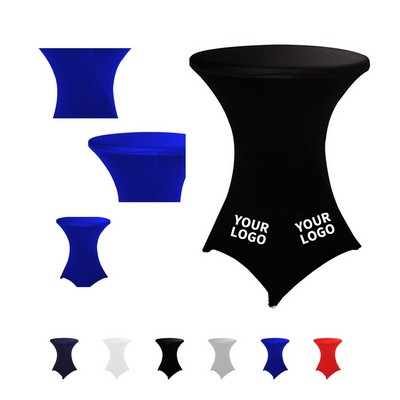 Full Color Stretch Round Cocktail Table Cover 4-Way Spandex Polyester