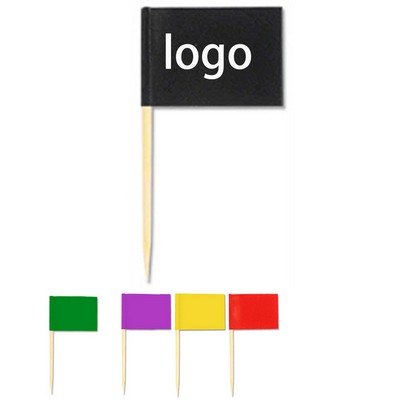 Full Color Custom Toothpick Flag With Natural Wooden Stick For Food Decoration