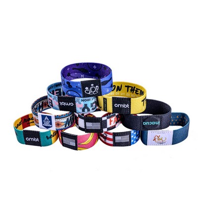 Sublimated Elastic Event Wristband w/ Customizable Woven Label