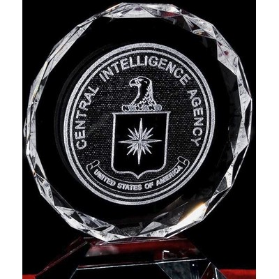 Crystal Rising Sun Plaque w/Custom Etching (4")