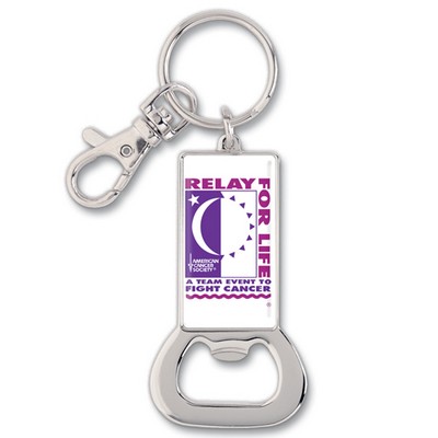 Silver Rectangle Bottle Opener Key Ring