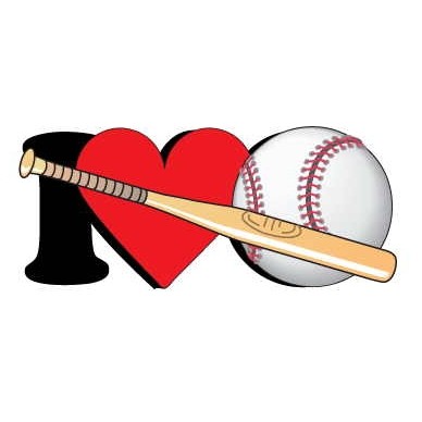 I Love Baseball w/ Bat Promotional Magnet w/ Strip Magnet (10 Square Inch)