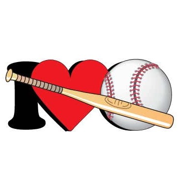 I Love Baseball w/ Bat Magnet w/ Full Magnetic Back (10 Square Inch)