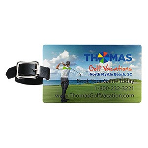 "Mustang" Brushed Aluminum Slip-in Pocket Luggage Bag Tag (Full Color)