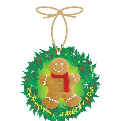 Gingerbread Man & Wreath Ornament w/ Mirrored Back (8 Square Inch)