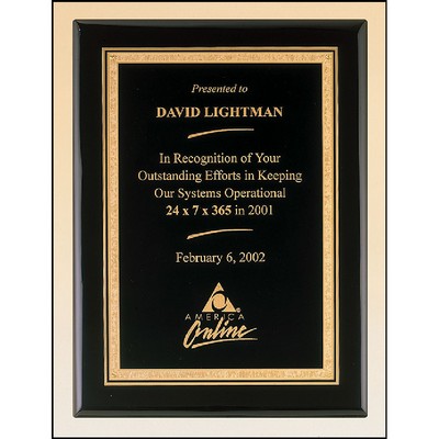 Black Piano Finish Plaque with Florentine Boarder (8" x 10")