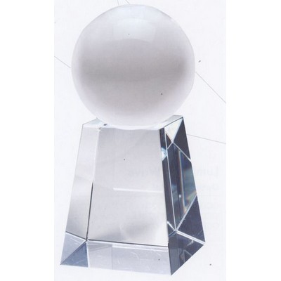 Small Optical Crystal Glaze Ball w/Tall Base Award