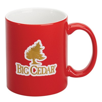 11 Oz. Red/White Stoneware Coffee Mug