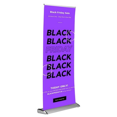 34"x79" Double-Sided Premium Retractable Banner w Dye Sublimation Print on 600 Polyester