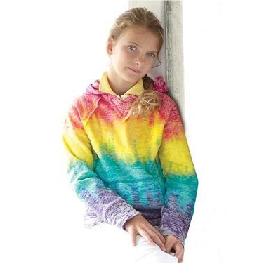 MV Sport® Girls' Courtney Burnout V-Notch Hooded Sweatshirt