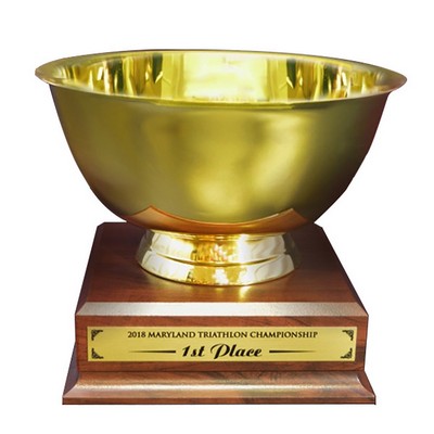 6" Gold revere bowl on walnut base