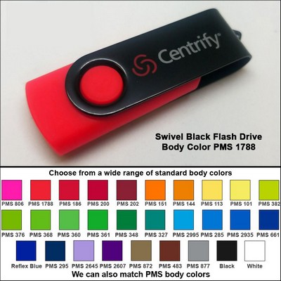 Swivel Black Flash Drive - 32 GB Memory - Body PMS 1788