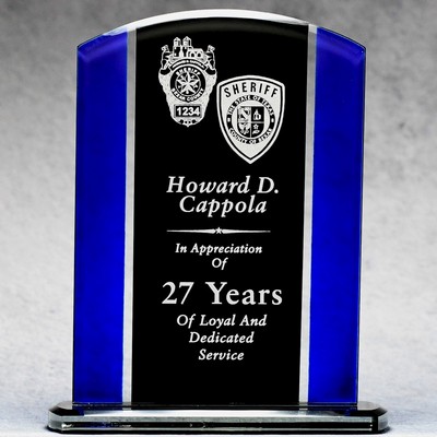 Economy Black And Blue Glass Plaque - 8.25"